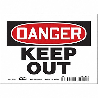 CONDOR 472R41 Safety Sign 5 inx7 in Vinyl