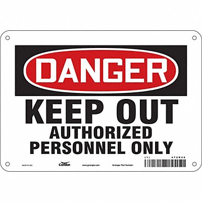 CONDOR 472R46 Safety Sign 7 in x 10 in Aluminum