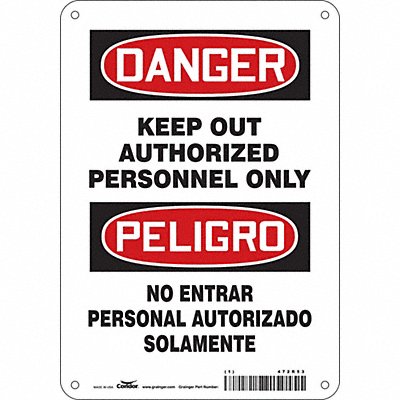 CONDOR 472R53 Safety Sign 10 inx7 in Aluminum