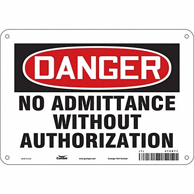 CONDOR 472R71 Safety Sign 7 in x 10 in Aluminum