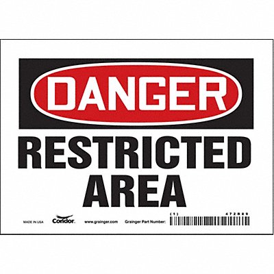 CONDOR 472R89 Safety Sign 5 in x 7 in Vinyl
