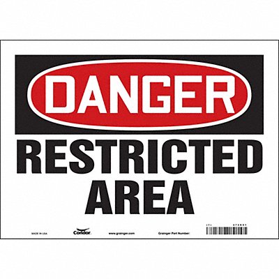 CONDOR 472R91 Safety Sign 10 in x 14 in Vinyl