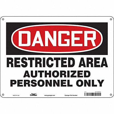 CONDOR 472R93 Safety Sign 10 inx14 in Aluminum