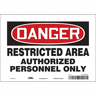 CONDOR 472R99 Safety Sign 7 inx10 in Vinyl