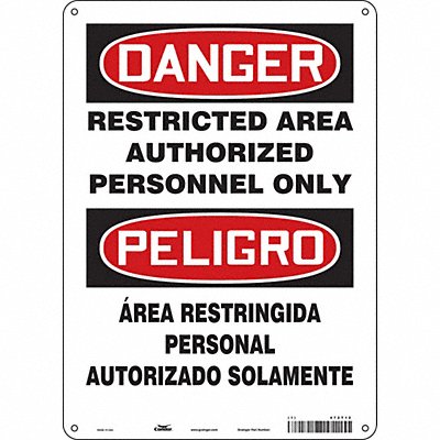 CONDOR 472T12 Safety Sign 14 inx10 in Polyethylene