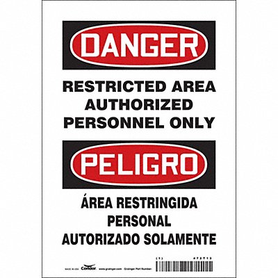 CONDOR 472T13 Safety Sign 10 inx7 in Vinyl