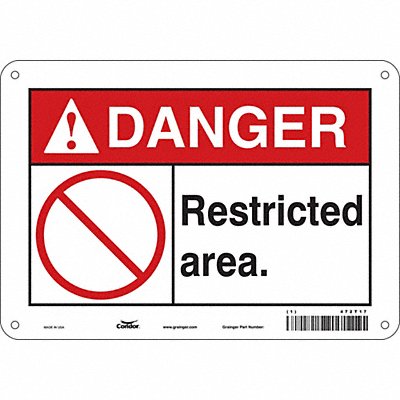 CONDOR 472T17 Safety Sign 7 in x 10 in Polyethylene