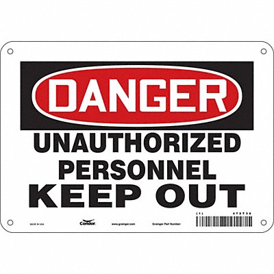 CONDOR 472T36 Safety Sign 7 in x 10 in Aluminum