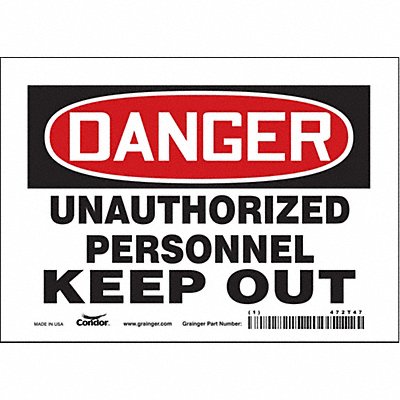 CONDOR 472T47 Safety Sign 5 inx7 in Vinyl