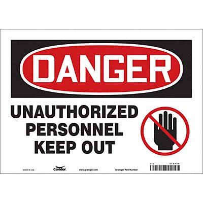 CONDOR 472T59 Safety Sign 10 inx14 in Vinyl