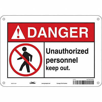 CONDOR 472T66 Safety Sign 7 in x 10 in Polyethylene