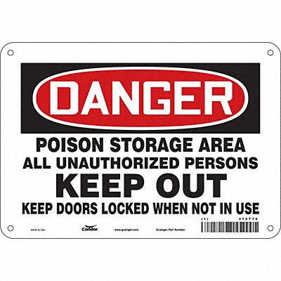 CONDOR 472T70 Safety Sign 7 in x 10 in Aluminum