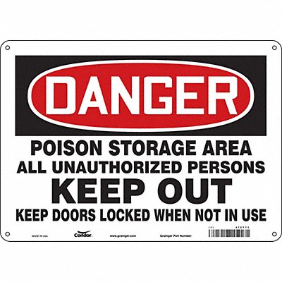 CONDOR 472T73 Safety Sign 10 in x 14 in Polyethylene