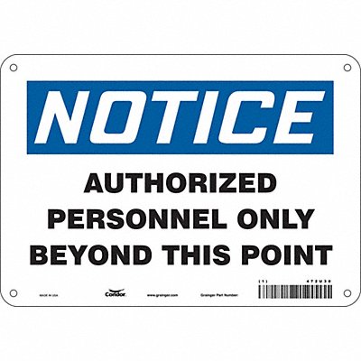 CONDOR 472U30 Safety Sign 7 in x 10 in Aluminum