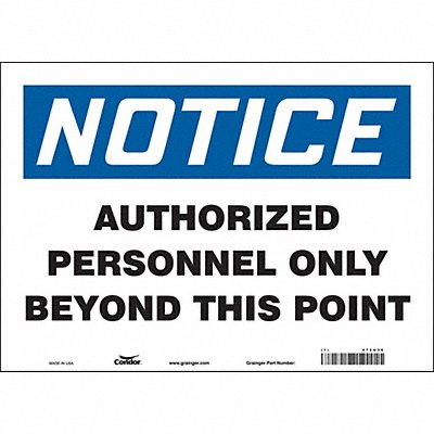 CONDOR 472U36 Safety Sign 10 inx14 in Vinyl