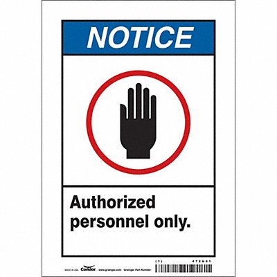 CONDOR 472U41 Safety Sign 10 in x 7 in Vinyl