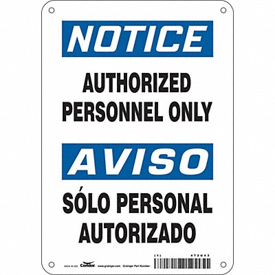 CONDOR 472U43 Safety Sign 10 inx7 in Aluminum