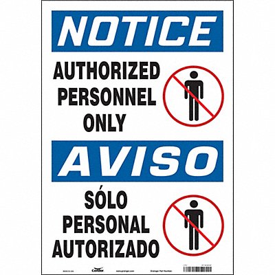 CONDOR 472U64 Safety Sign 20 inx14 in Vinyl
