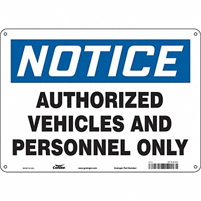 CONDOR 472U69 Safety Sign 10 inx14 in Polyethylene