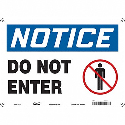 CONDOR 472U75 Safety Sign 10 inx14 in Aluminum