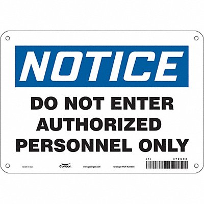 CONDOR 472U88 Safety Sign 7 in x 10 in Aluminum