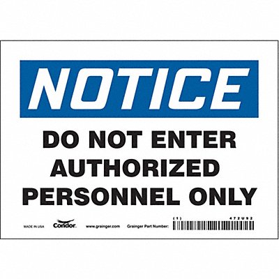 CONDOR 472U92 Safety Sign 5 inx7 in Vinyl
