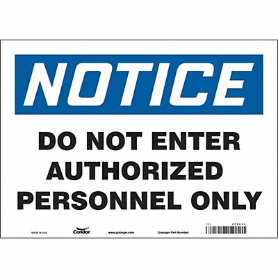 CONDOR 472U94 Safety Sign 10 inx14 in Vinyl