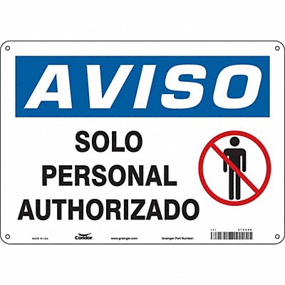 CONDOR 472V88 Safety Sign 10 in x 14 in Polyethylene