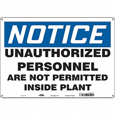 CONDOR 472V97 Safety Sign 14 in x 20 in Polyethylene