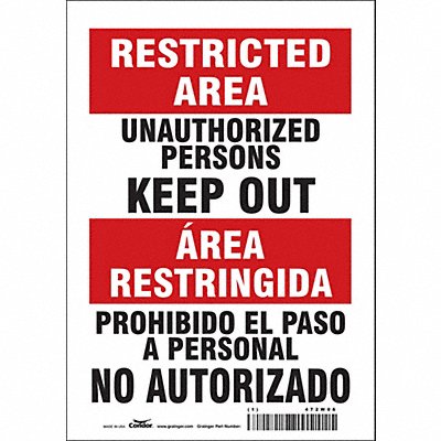 CONDOR 472W06 Safety Sign 10 in x 7 in Vinyl