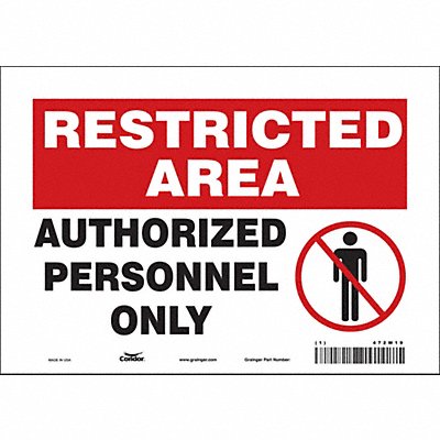 CONDOR 472W19 Safety Sign 7 inx10 in Vinyl