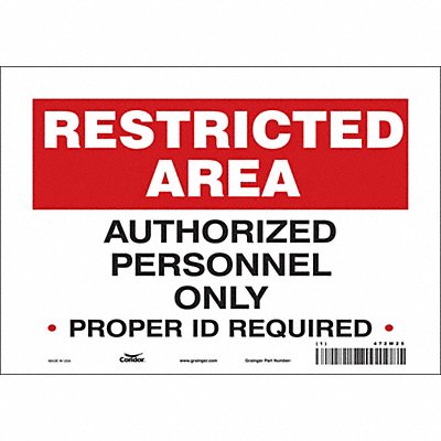 CONDOR 472W25 Safety Sign 7 in x 10 in Vinyl