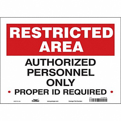 CONDOR 472W26 Safety Sign 10 in x 14 in Vinyl