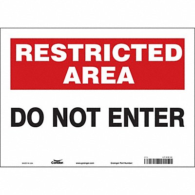 CONDOR 472W32 Safety Sign 10 inx14 in Vinyl