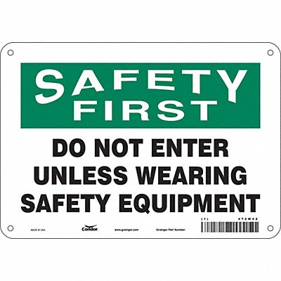 CONDOR 472W42 Safety Sign 7 in x 10 in Aluminum
