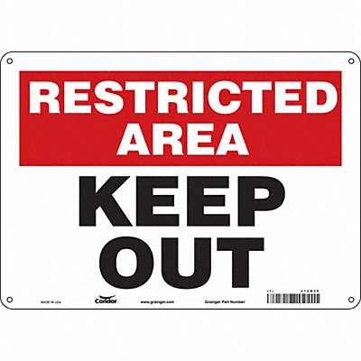 CONDOR 472W56 Safety Sign 10 in x 14 in Aluminum