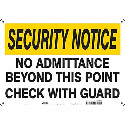 CONDOR 472W63 Safety Sign 14 in x 20 in Aluminum