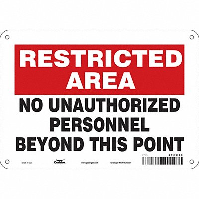 CONDOR 472W85 Safety Sign 7 in x 10 in Aluminum
