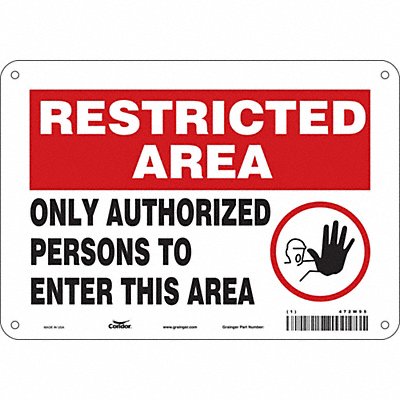 CONDOR 472W95 Safety Sign 7 in x 10 in Aluminum