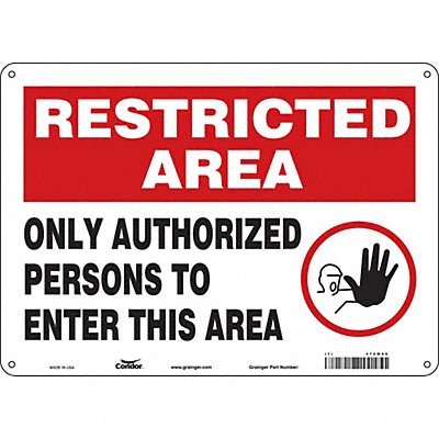 CONDOR 472W96 Safety Sign 10 inx14 in Aluminum