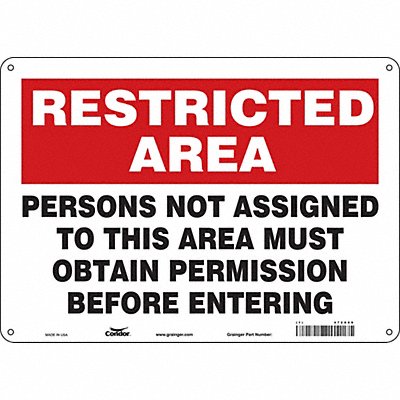 CONDOR 472X09 Safety Sign 10 in x 14 in Aluminum
