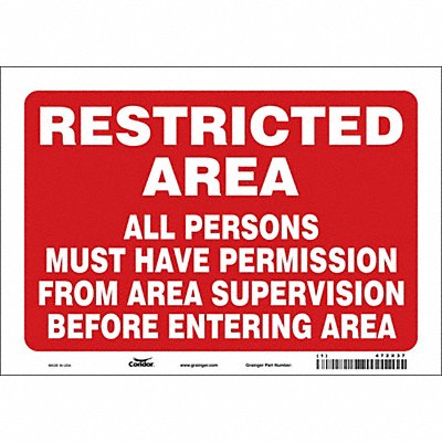 CONDOR 472X37 Safety Sign 7 in x 10 in Vinyl