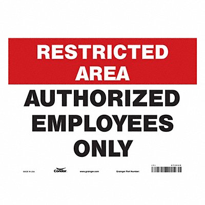 CONDOR 472X45 Safety Sign 10 in x 14 in Vinyl