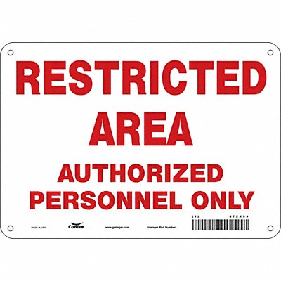 CONDOR 472X59 Safety Sign 7 in x 10 in Aluminum