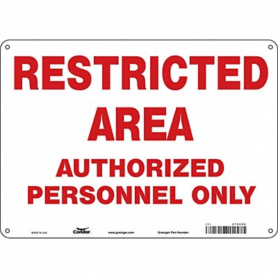 CONDOR 472X60 Safety Sign 10 inx14 in Aluminum