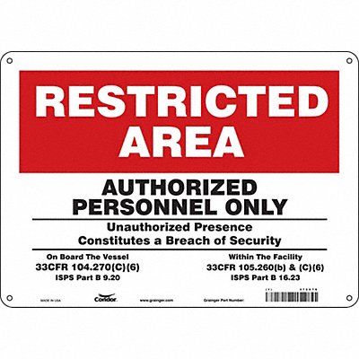 CONDOR 472X78 Safety Sign 10 in x 14 in Polyethylene