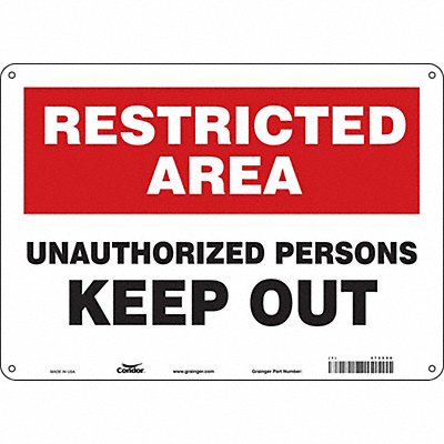 CONDOR 472X90 Safety Sign 10 inx14 in Aluminum