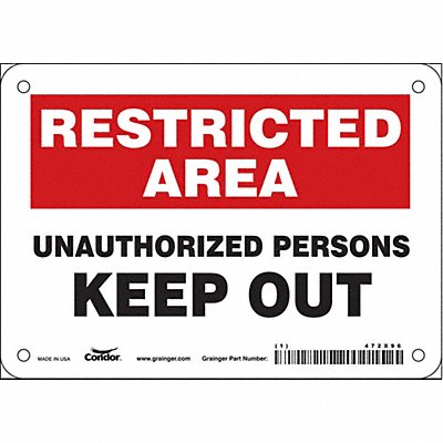 CONDOR 472X96 Safety Sign 5 in x 7 in Vinyl