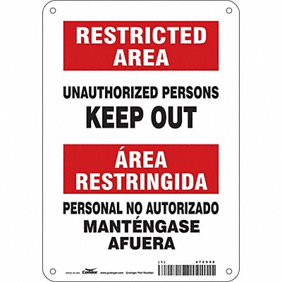 CONDOR 472X99 Safety Sign 10 in x 7 in Aluminum