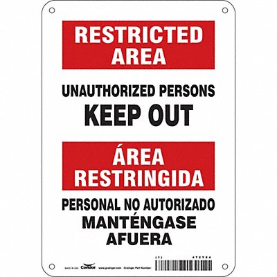 CONDOR 472Y04 Safety Sign 10 inx7 in Polyethylene